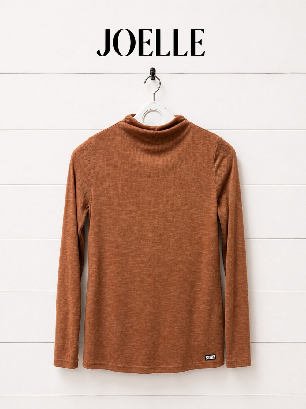 ❣️JOELLE Burnt Orange Mock Neck Ribbed Top Petite Small